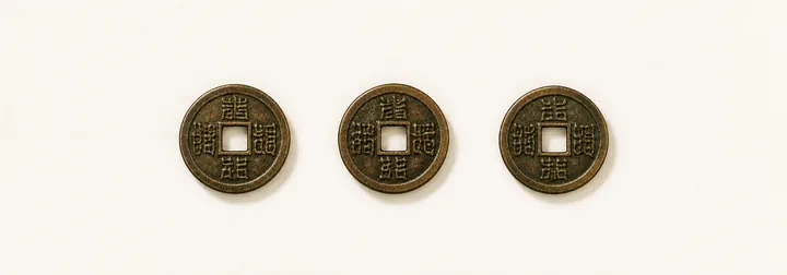 Three traditional bronze coins