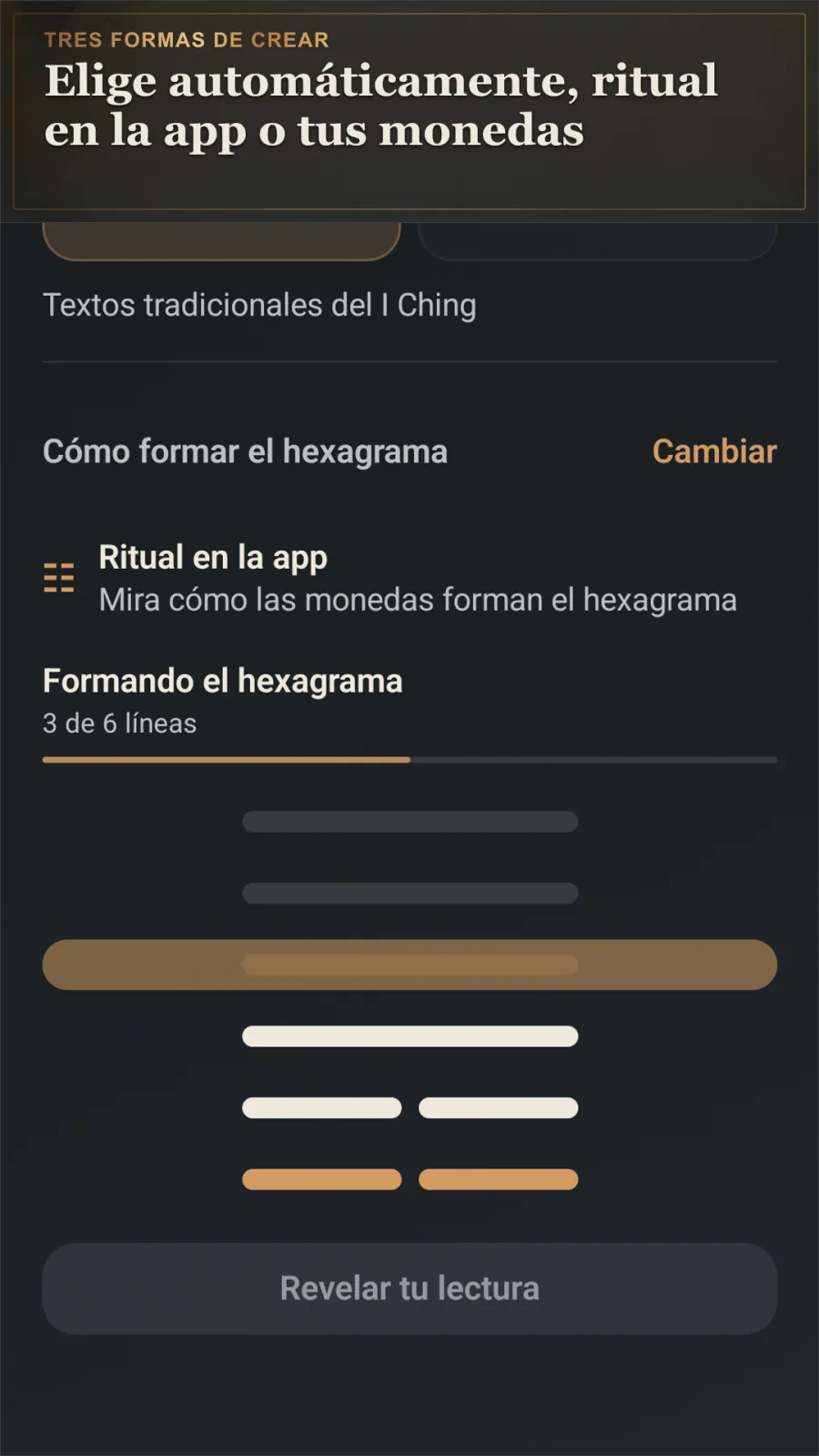 Una línea mutante conecta los hexagramas 46 y 48